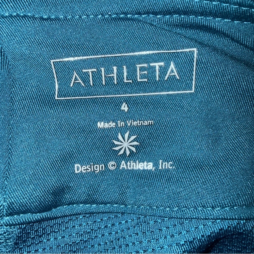 Athleta Teal Athletic Skort Size 4 Floral Trim Mesh Lining Adjustable Vent EUC - Picture 6 of 7